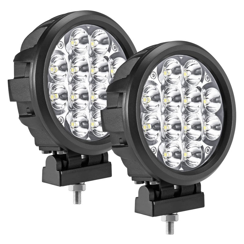 Audak 2Pcs 60W Spot Beam 6 Inch Round LED Work Light Driving Lights Spotlights for Off Road 4x4 Pickup Truck - Image 1